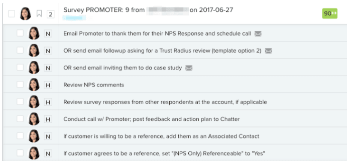 NPS follow-up CTA and associated Playbook