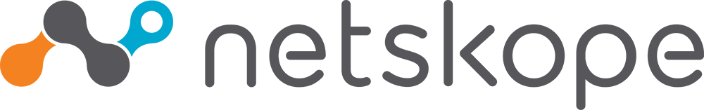 The Netskope logo displays three interconnected circles, with the left in orange and the right two in gray and blue, symbolizing streamlined customer experiences. Beside them, 